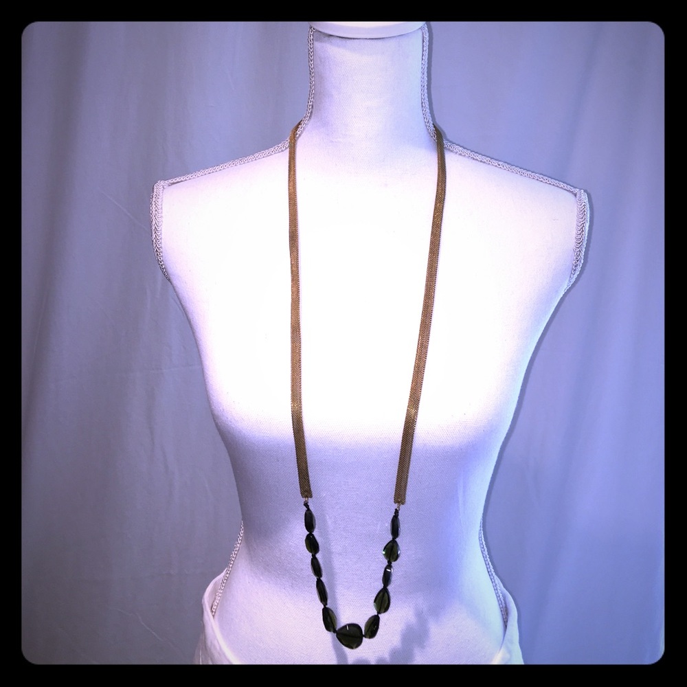 Beautiful emerald-green long necklace